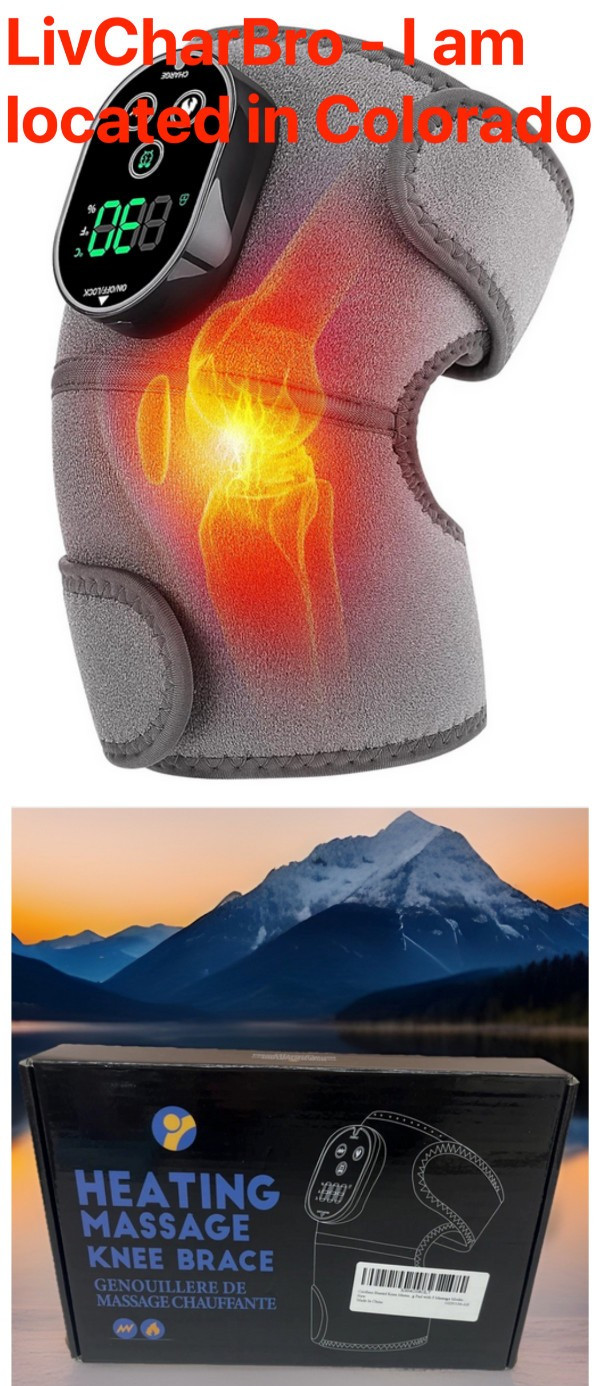GRAY Knee Vibration Massager Knee Pain Relief Rechargeable Heated Wrap Auto Off