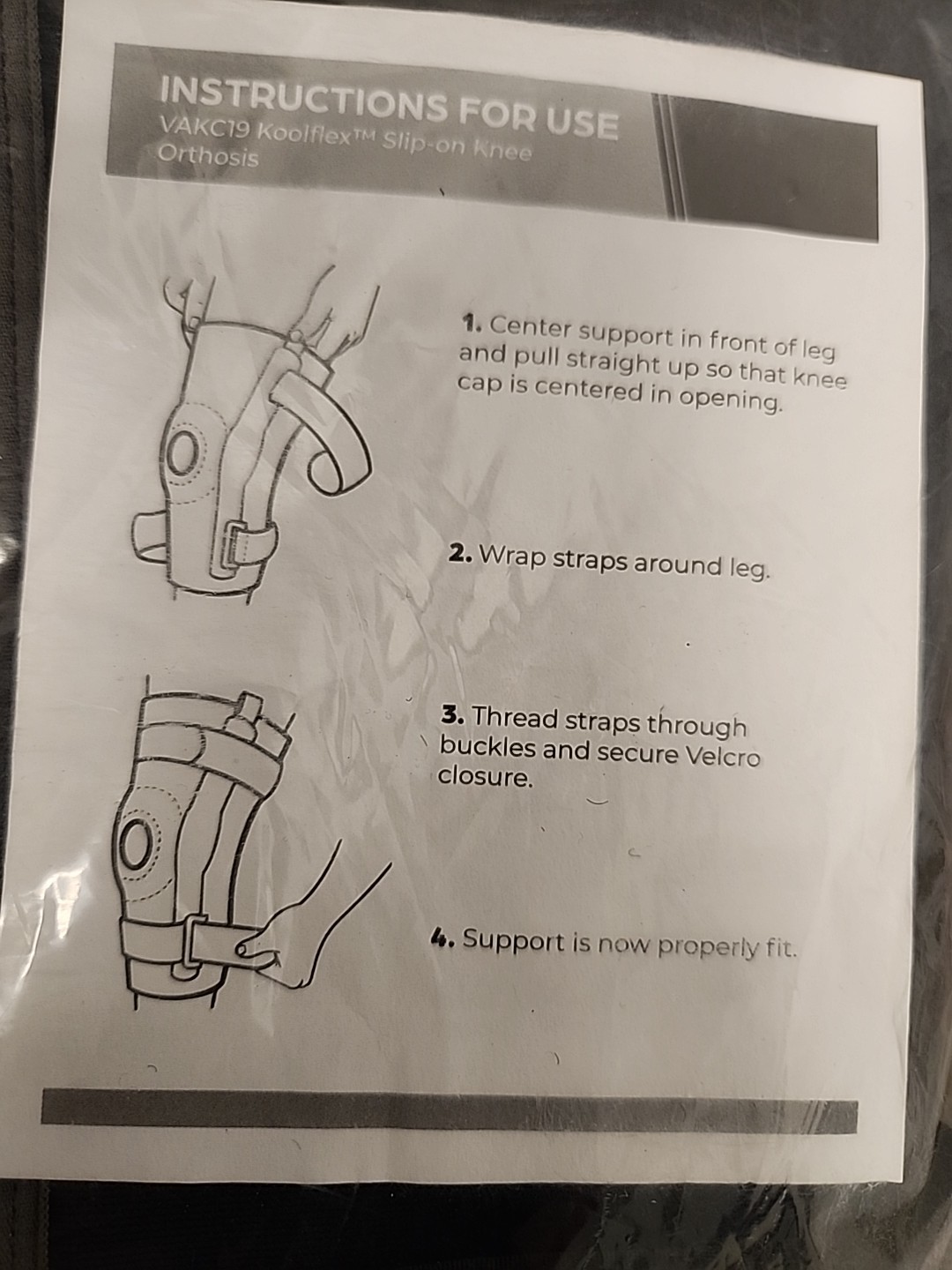 New Koolflex VAKC19 Hinged Patella Stabilizer With “J” Buttress Medium