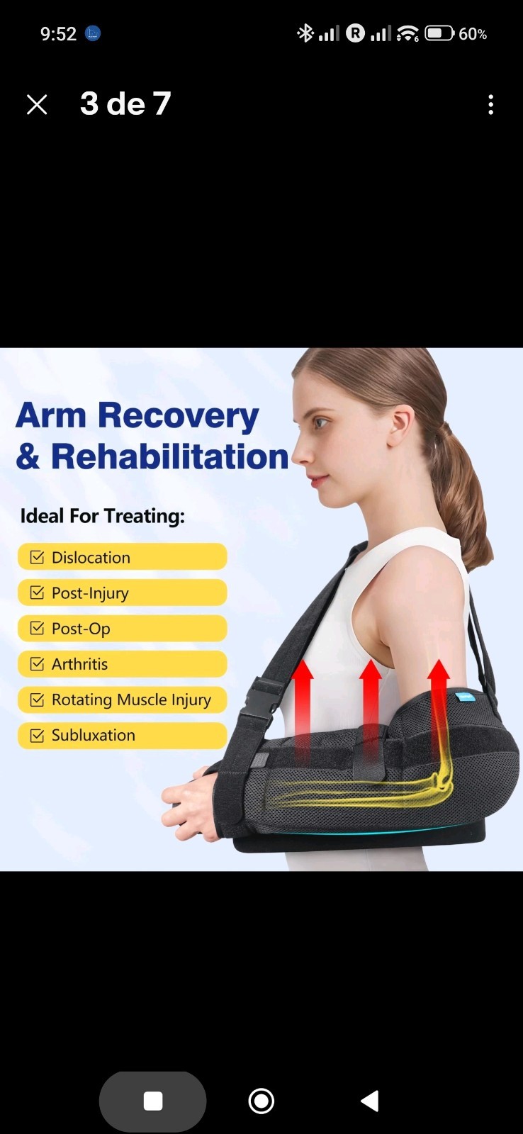 Abducted Shoulder Sling Immobilizer, Padded Rotator Cuff Support Brace
