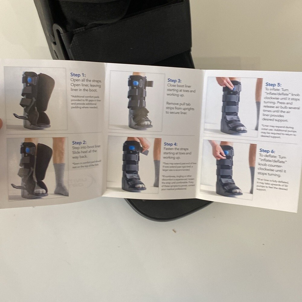 United Ortho OTC High Top Adjustable Air Cast Walker Black Fracture Boot M
