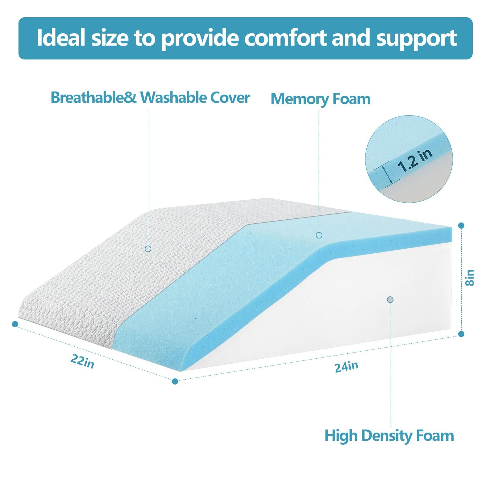 Nordjager Leg Pillow for Elevation & – 8 inch, Grey & White