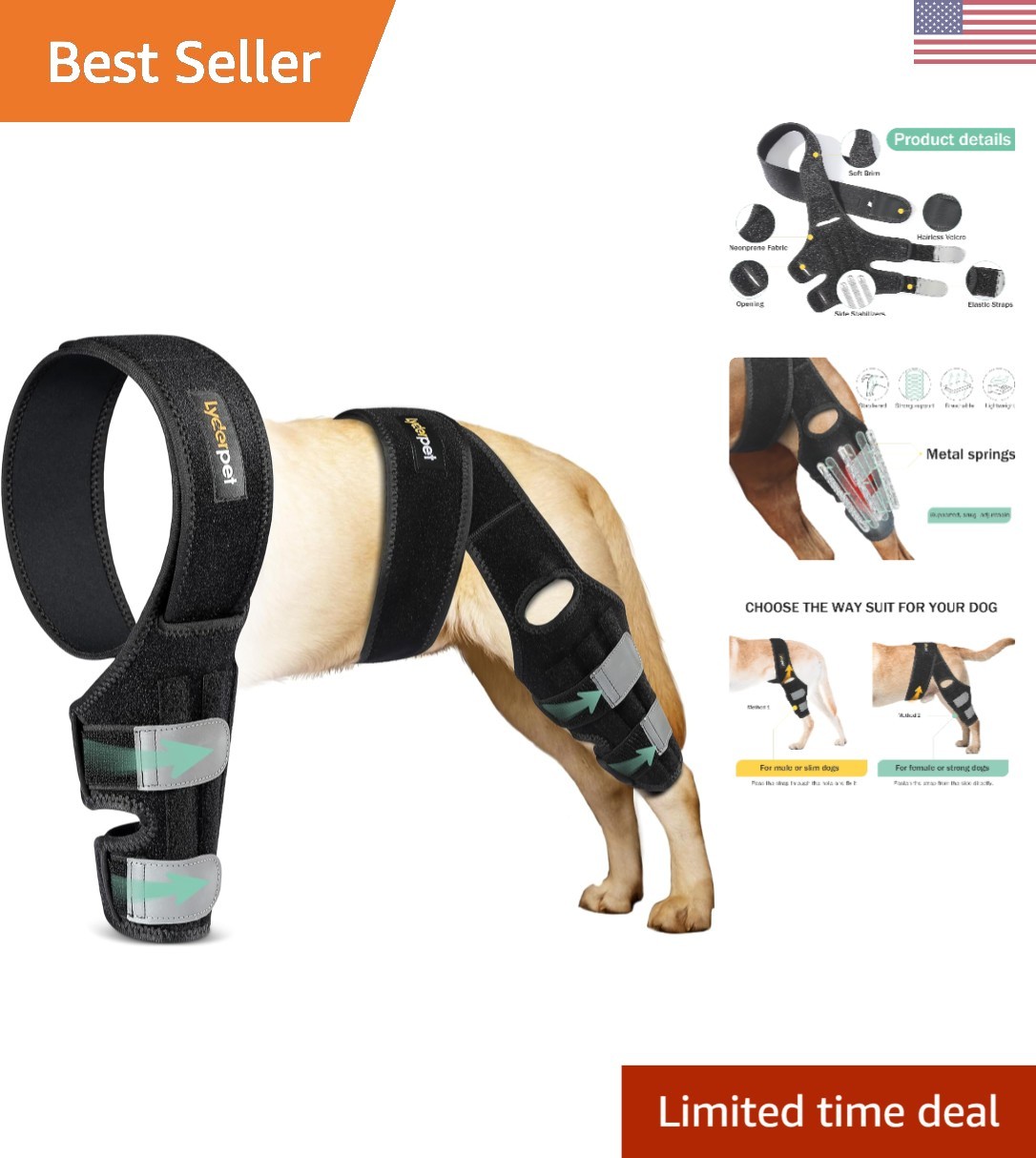 Ultimate Recovery Dog Knee Brace XL – Adjustable Fit for Wide Ranges of Injuries