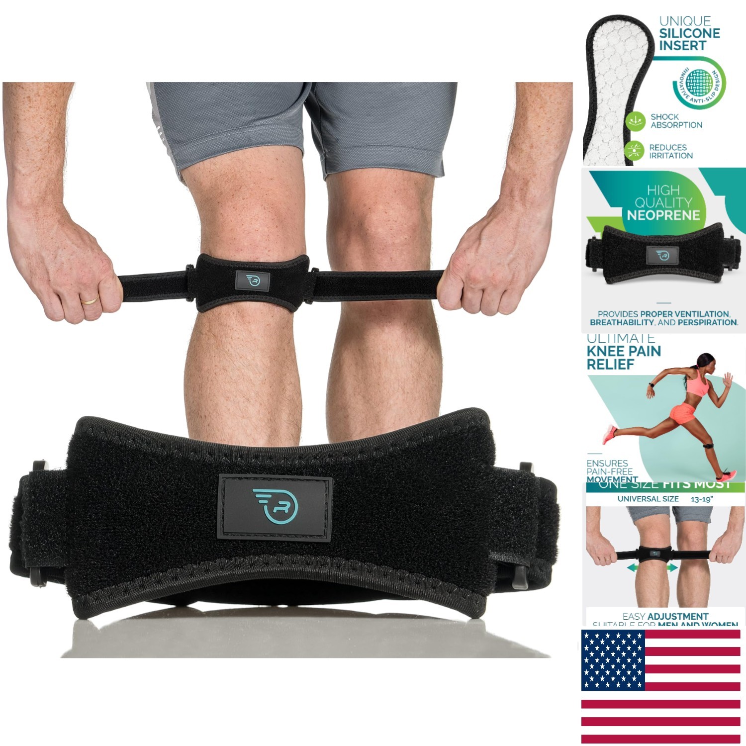 Anti-Slip Adjustable Knee Support – Lightweight Brace for Active Adults in Black