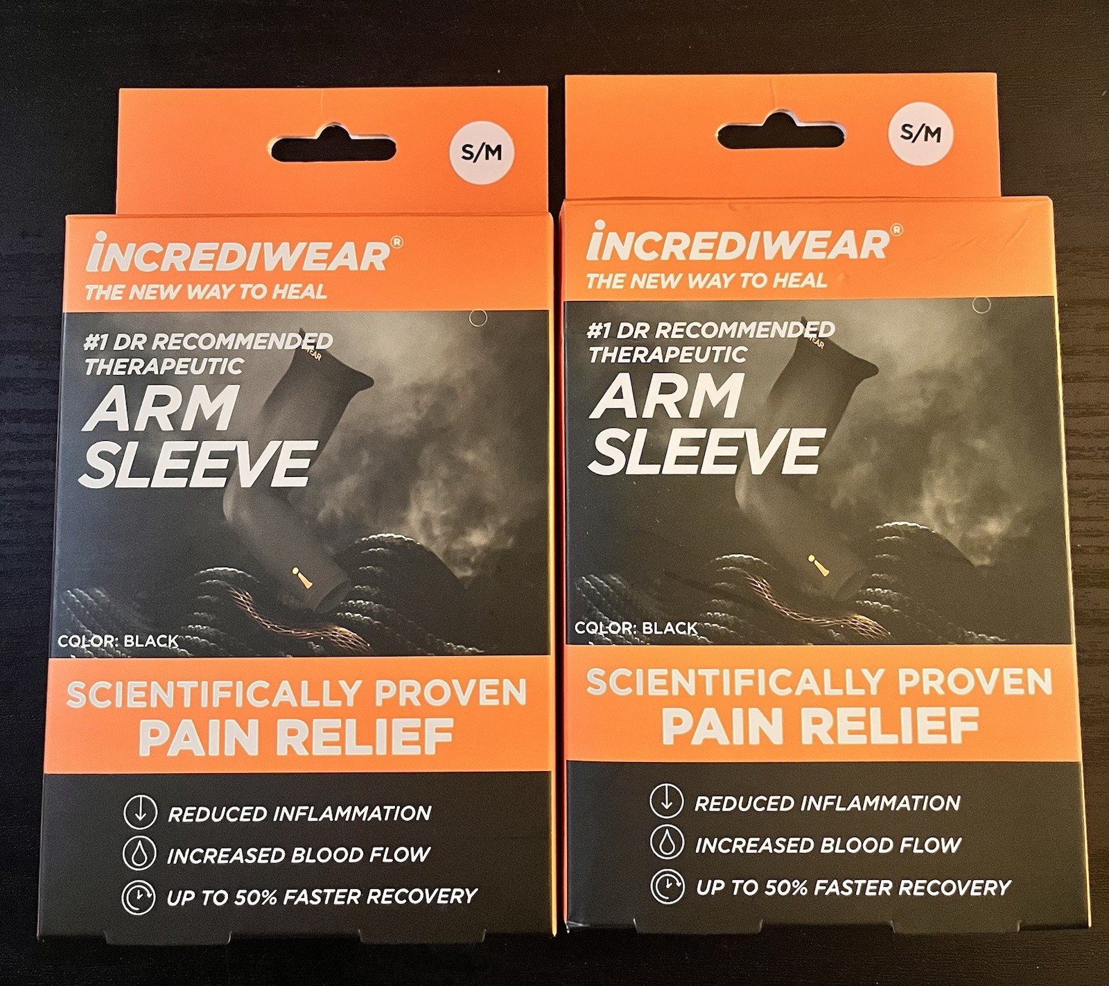 Incrediwear Arm Sleeve Pair S/M Black Compression Support Sleeve – New