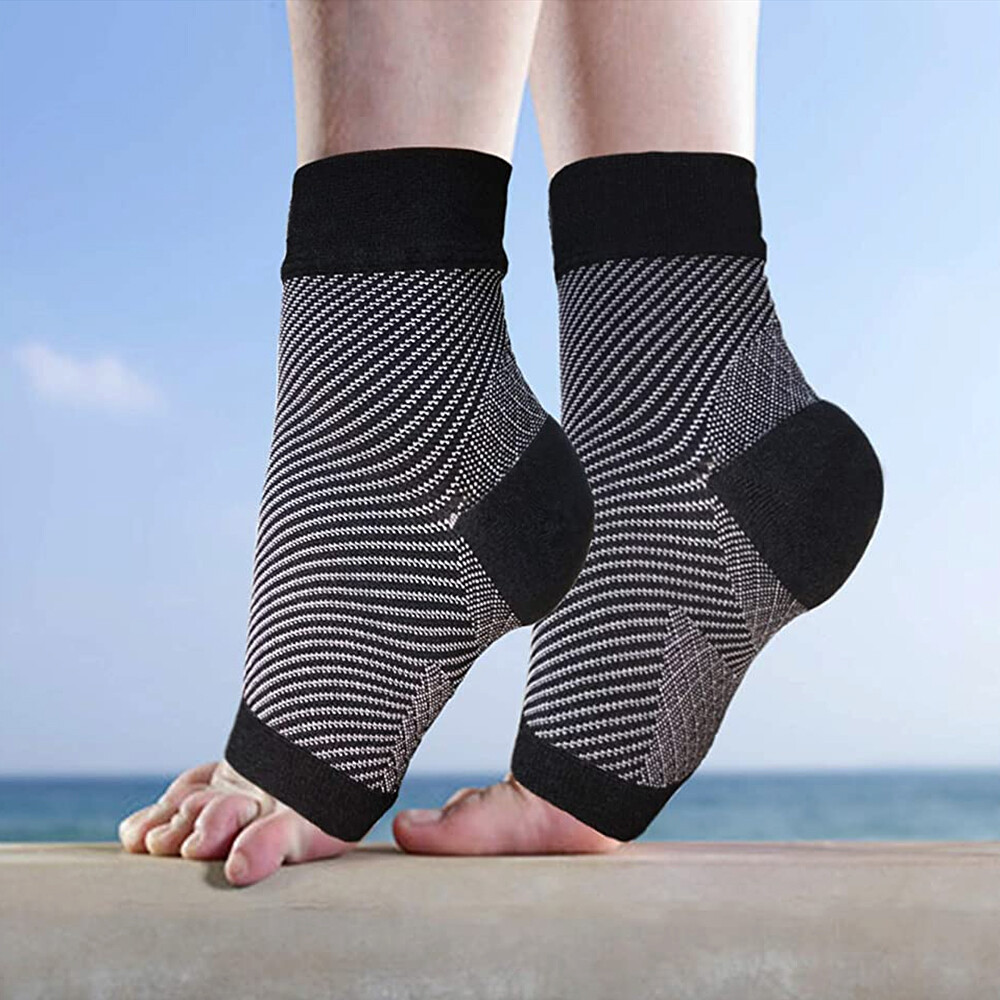 2 PAIR Graduated Compression Foot Sleeves for Runners, Nurses, Travelling, Gym