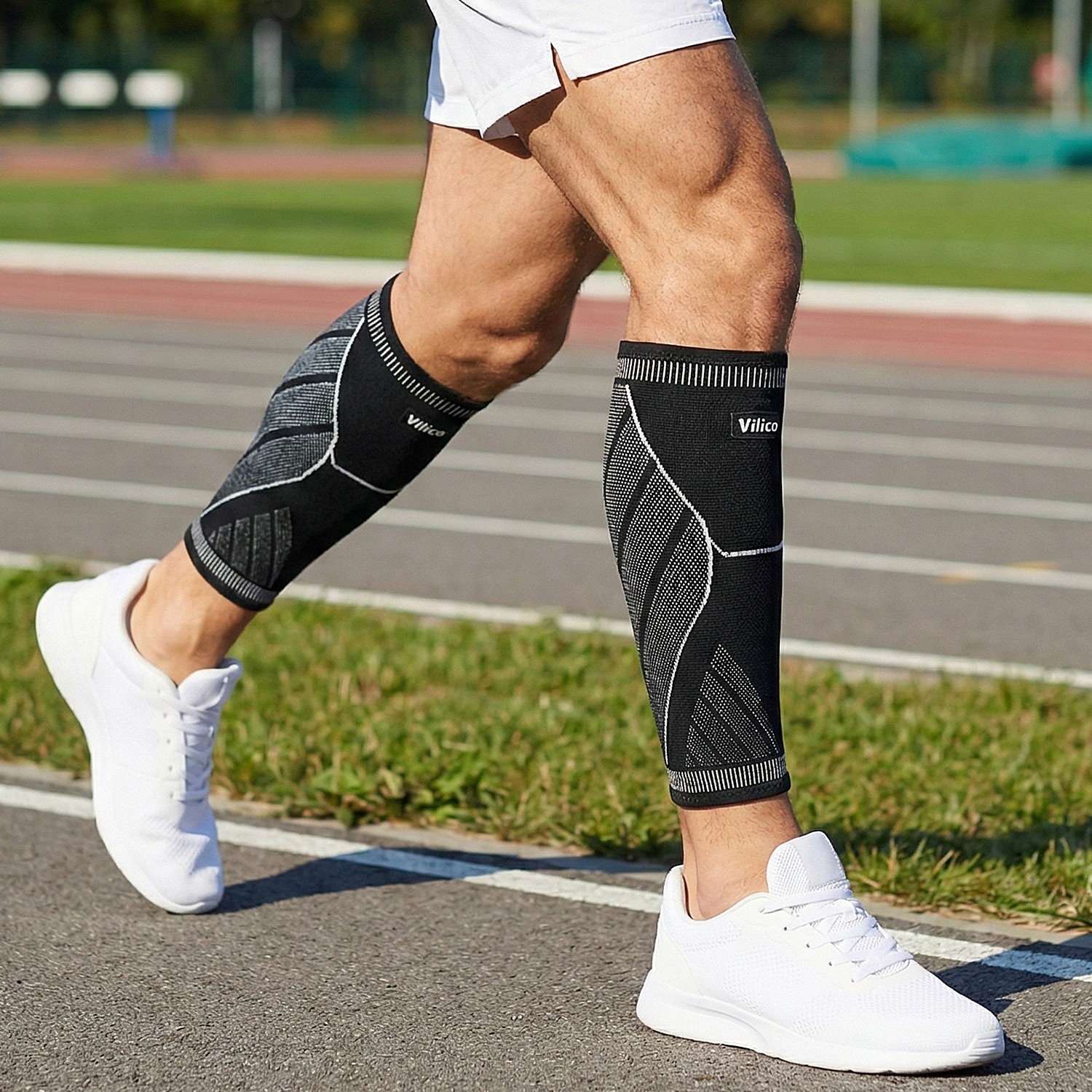 Calf Sleeves Leg Support Compression Socks Running Shin Splint Varicose Veins US