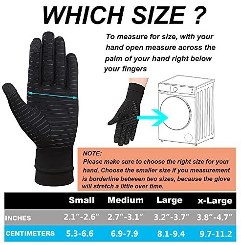 2 Pairs Copper Compression Gloves for Arthritis Pain Relief & Support – Medium