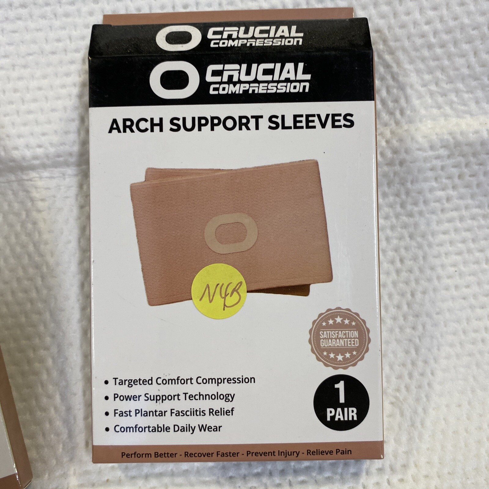 compression arch support sleeves 2 pairs beige small/medium