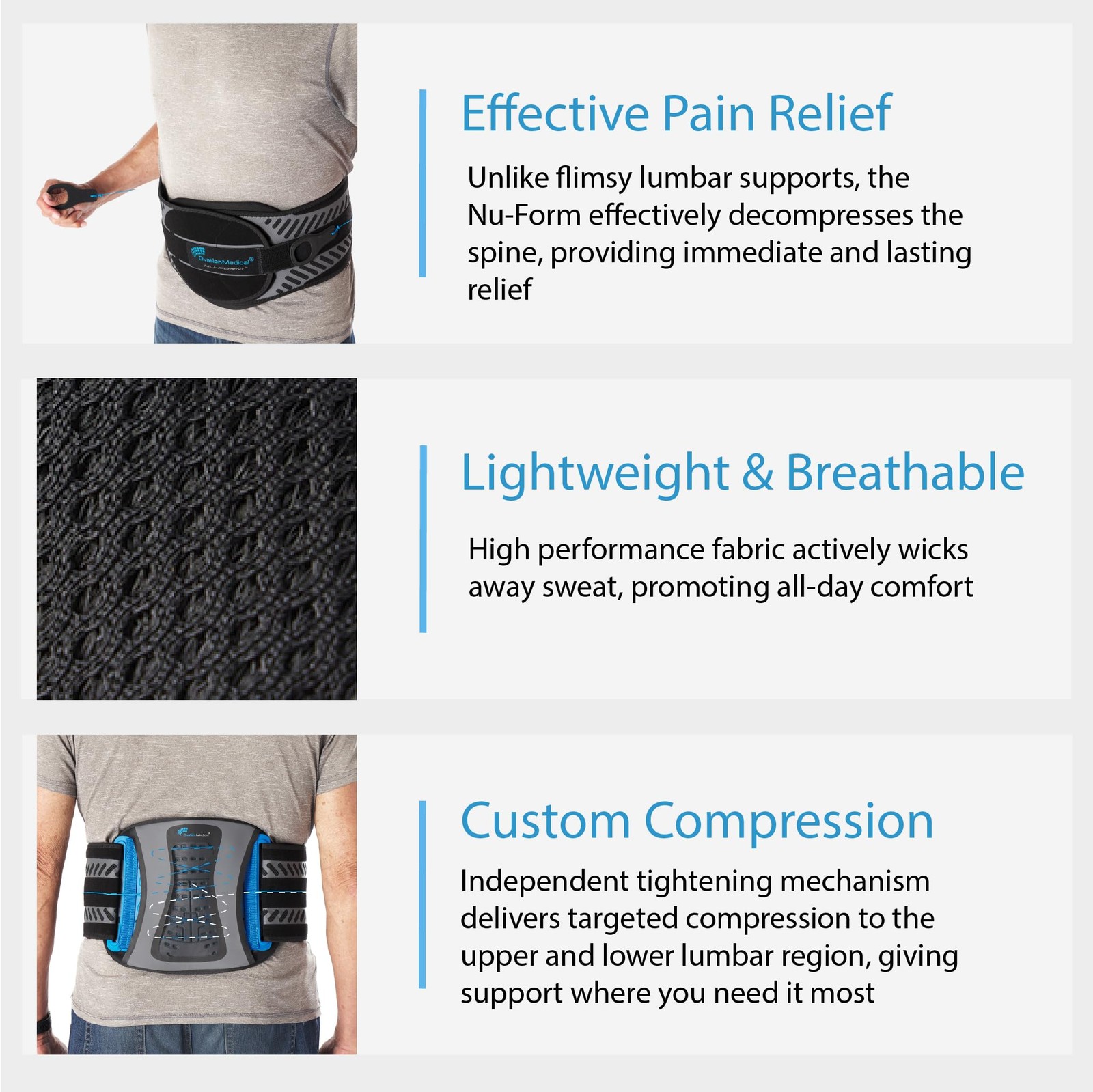 Nu-Form Universal Lower Back Brace – LSO Back Brace with Adjustable Closure -…