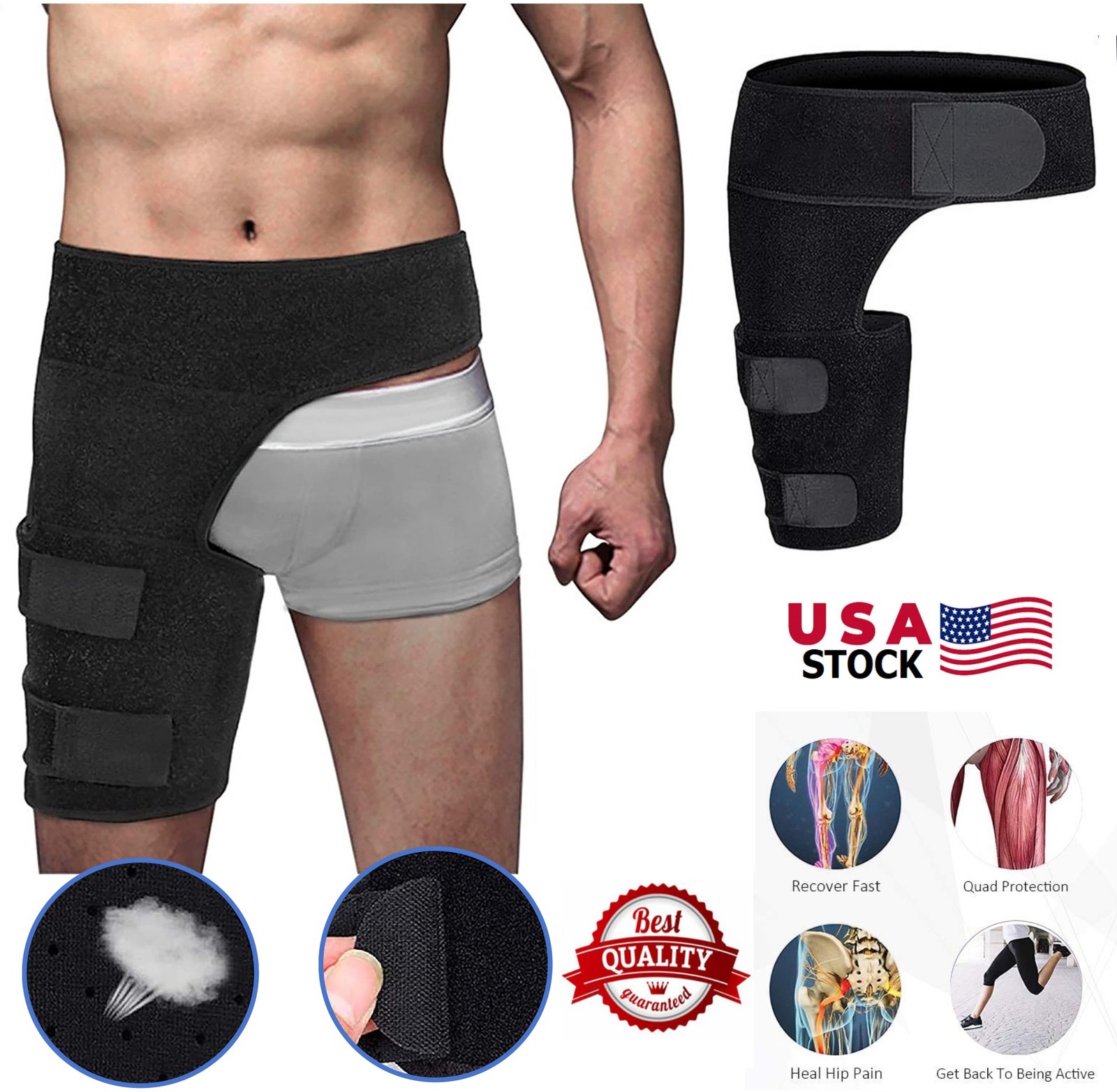 Compression Strap Hip Brace Sciatica Groin Pain Relief Thigh Support Wrap Unisex