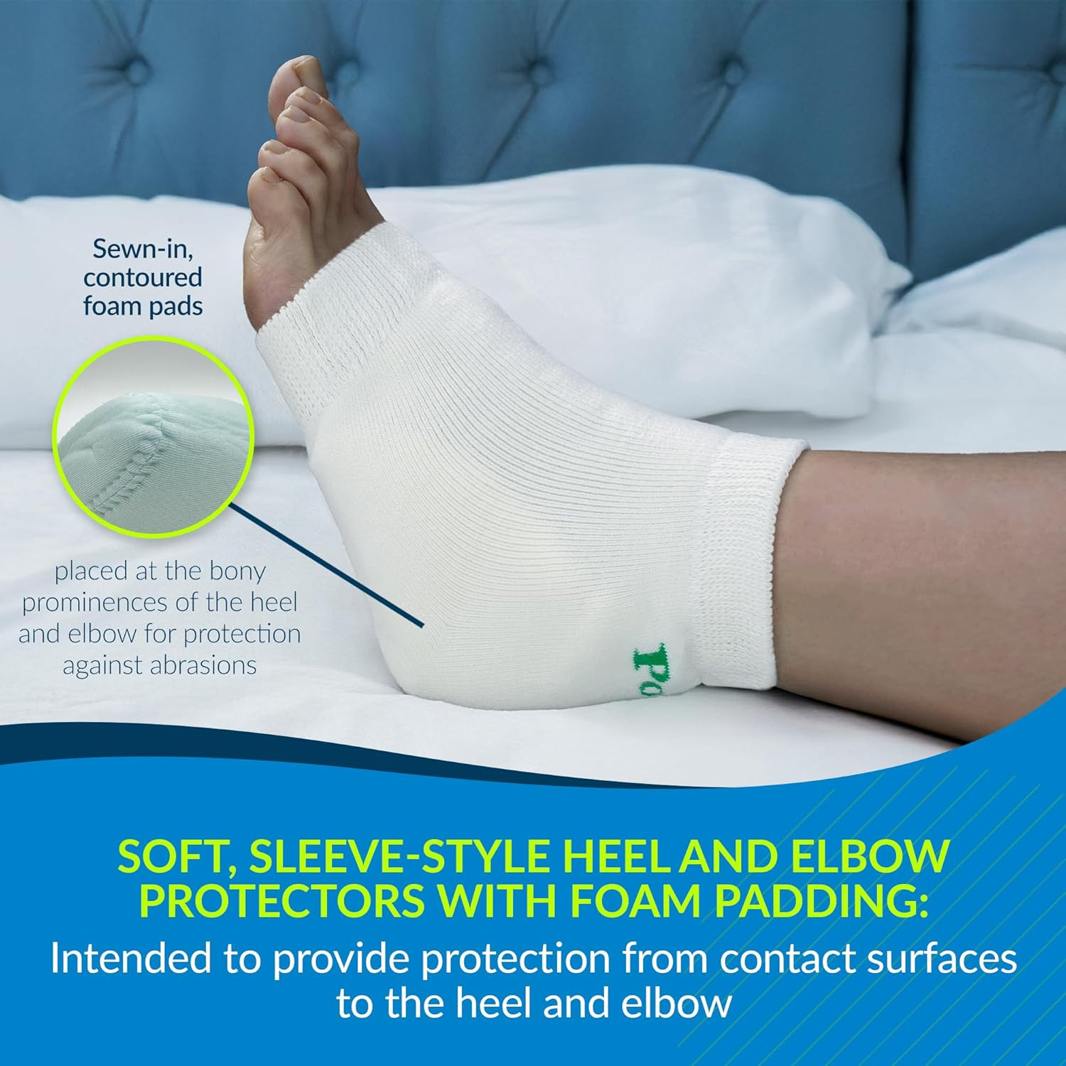 TIDI 6224L Heel and Elbow Protectors with Foam Pads ― Large ― White ― One Pair