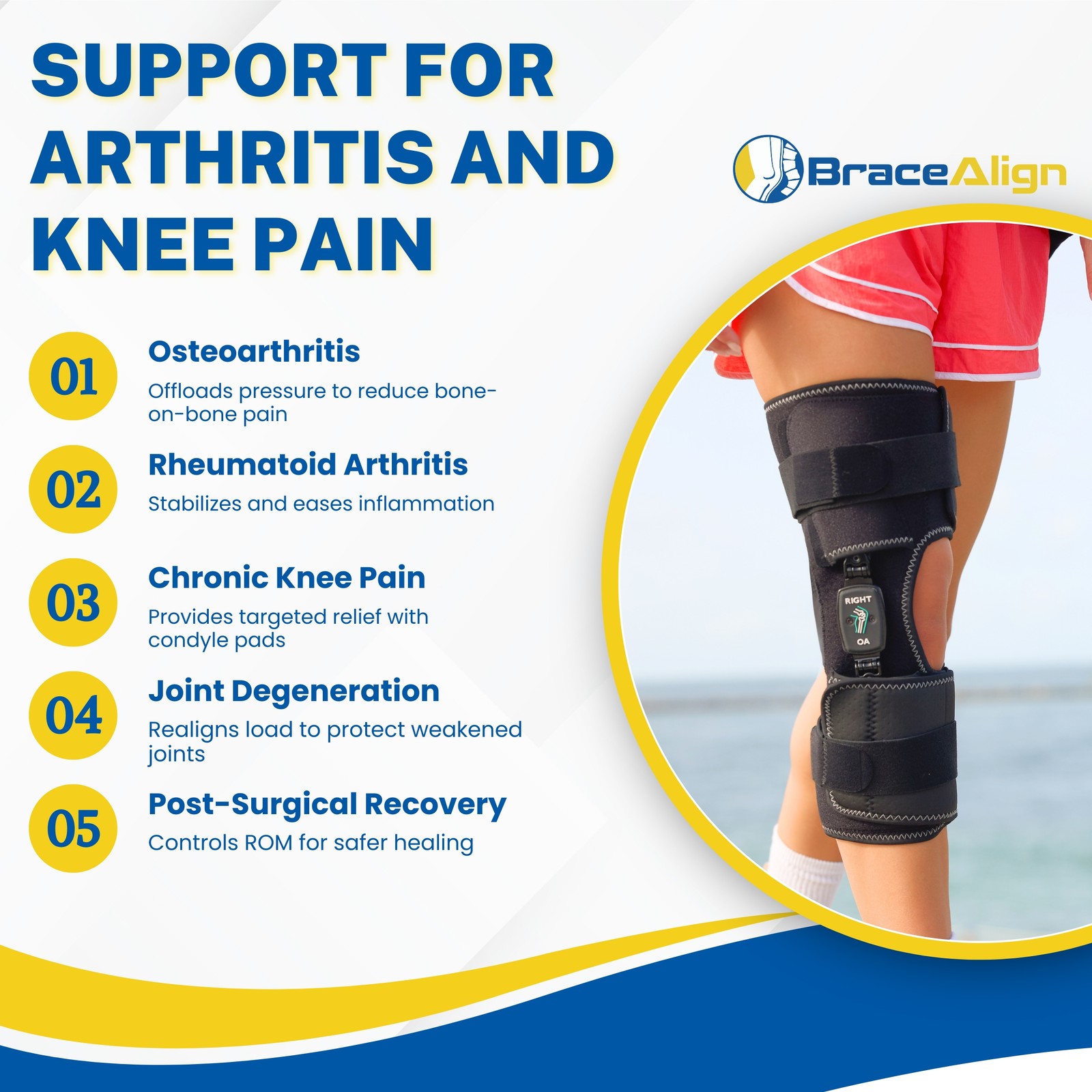 Brace Align Soft OA Knee Brace – Adjustable Osteoarthritis Offloader