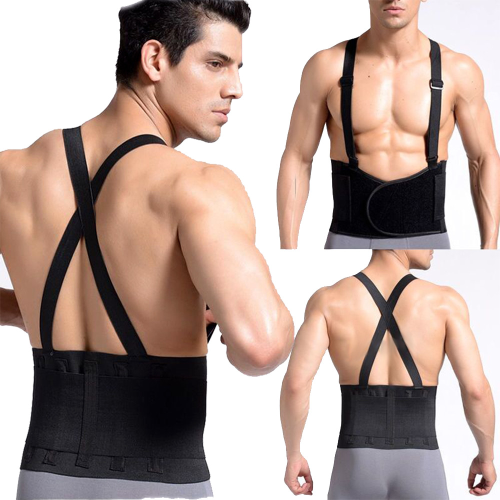 Heavy Duty Lift Lumbar Lower Back Waist Support Belt Brace Suspenders Work