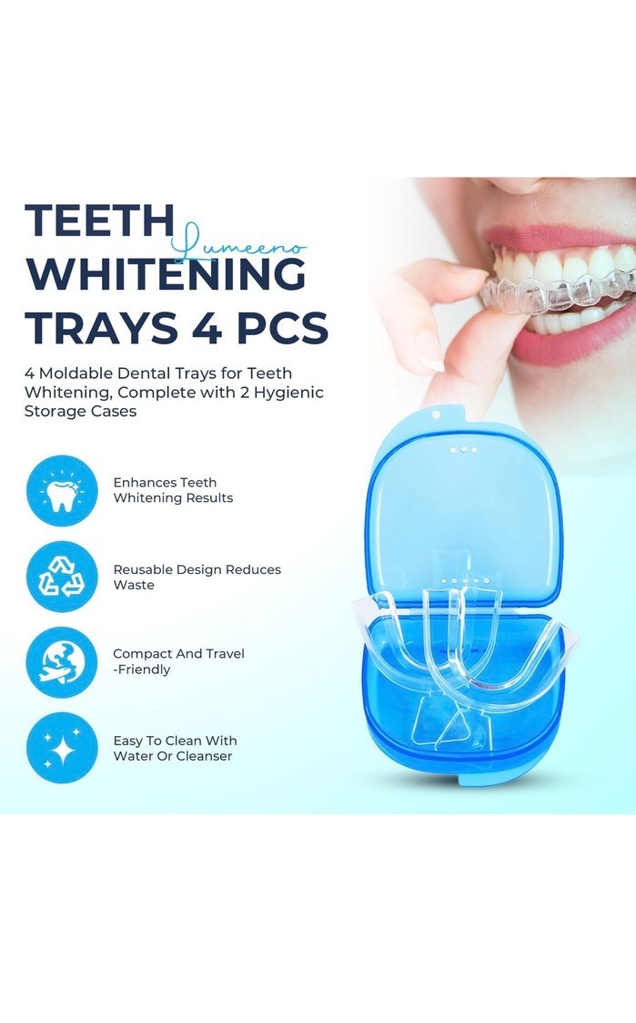 Bandejas de dientes moldeables para blanquear – 4 bandejas con 2 fundas – Compat