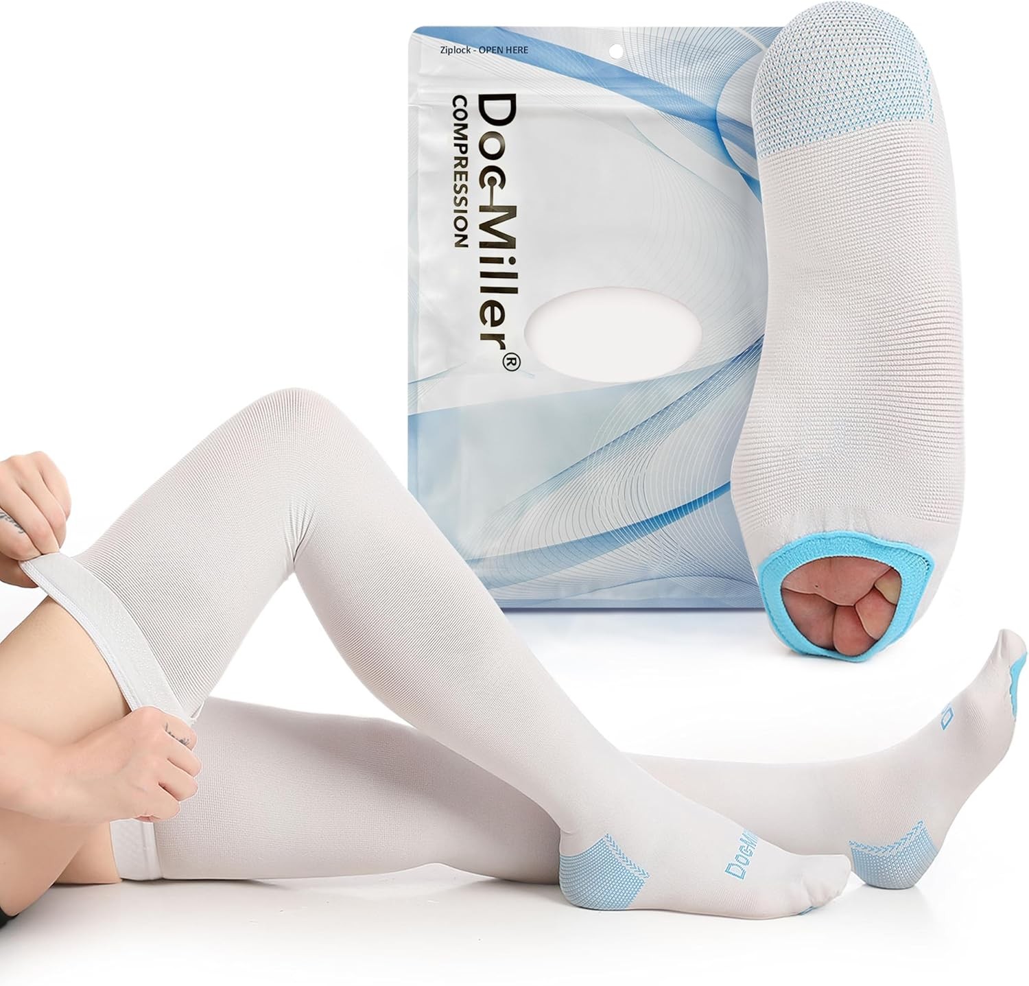 Doc Miller TED Hose Thigh High Anti Embolism Stockings for Women & Men, Hospital
