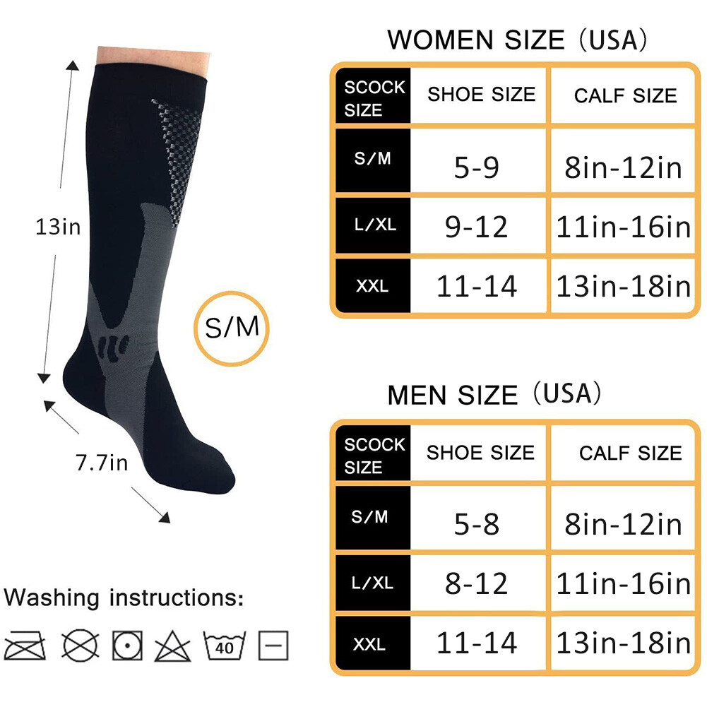 2Pair Medical Sport Compression Socks for Men&Women, 20-30mmhg Run Nurse Socks