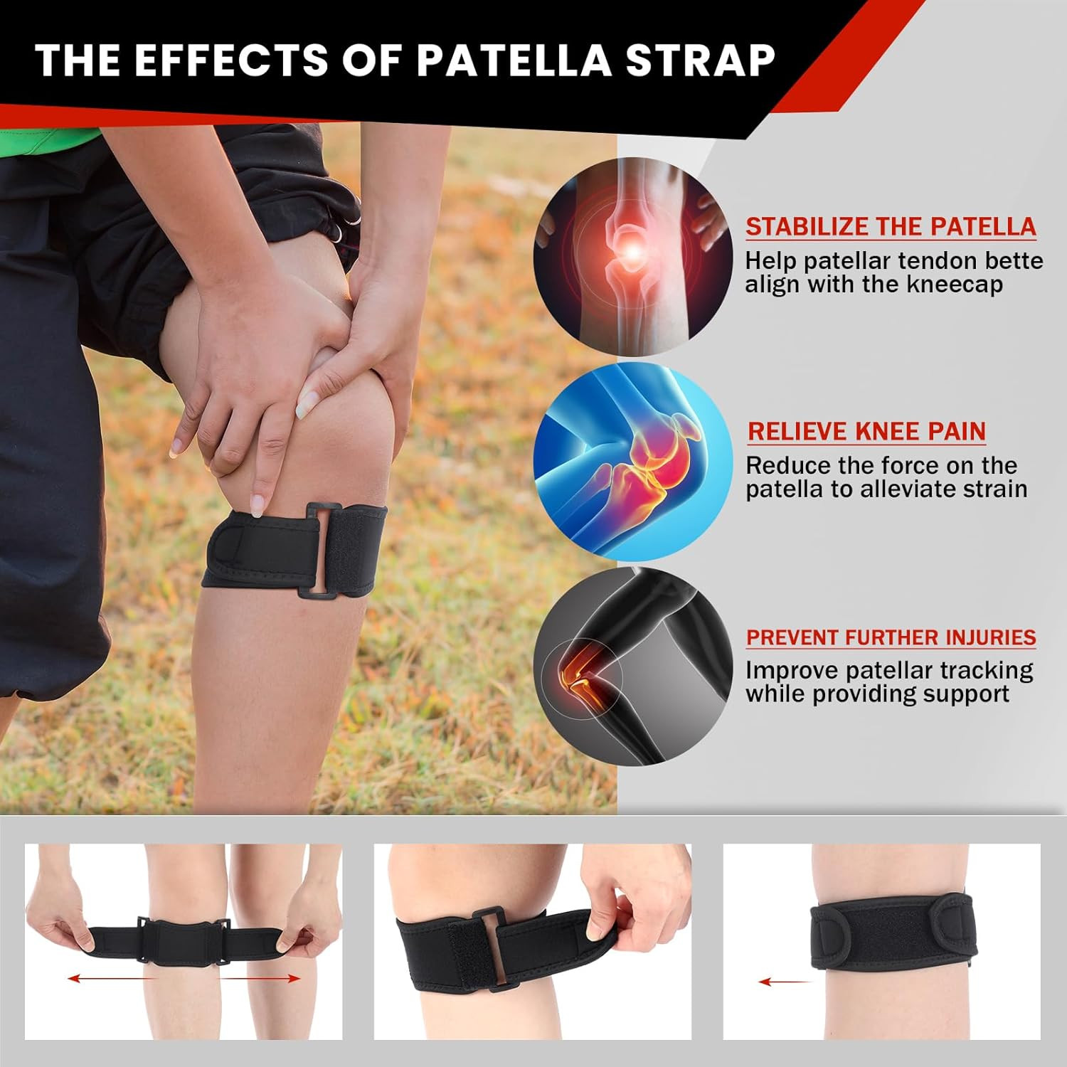 2 Sets Kids Osgood Schlatter Knee Brace Youth Kids Patella Brace Strap with 3…