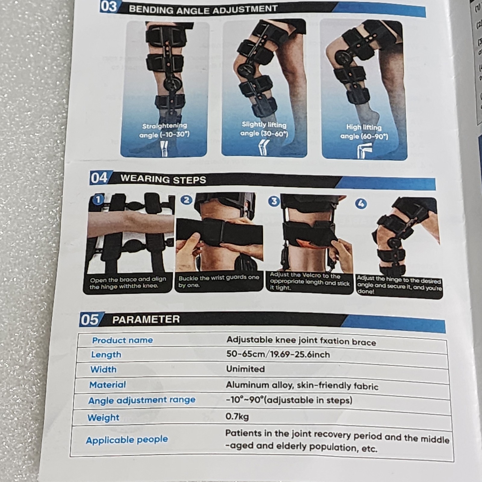 Adjustable Hinged Knee Brace Joint Fixation Support ACL MCL Post-Op Rehab