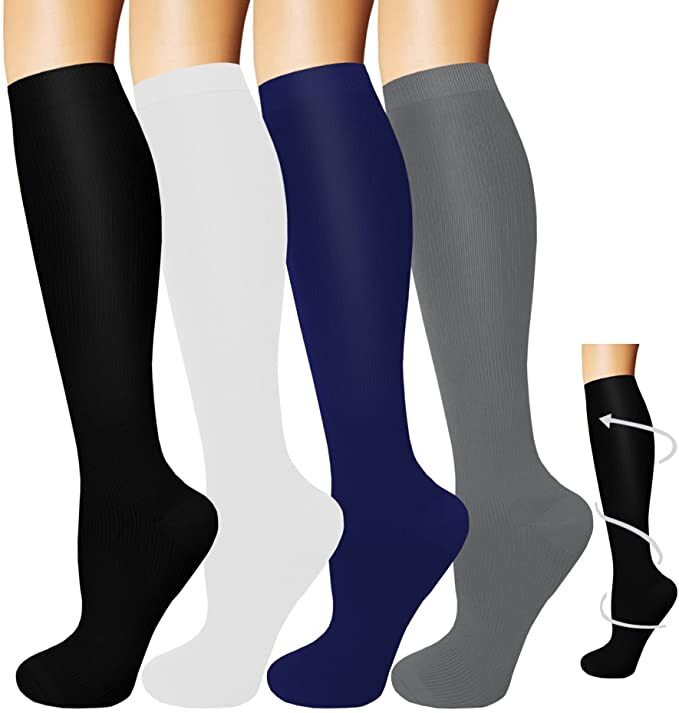 (3 Pairs) Diabetic Compression Socks 15-20mmHg Graduated Mens Womens S-XL