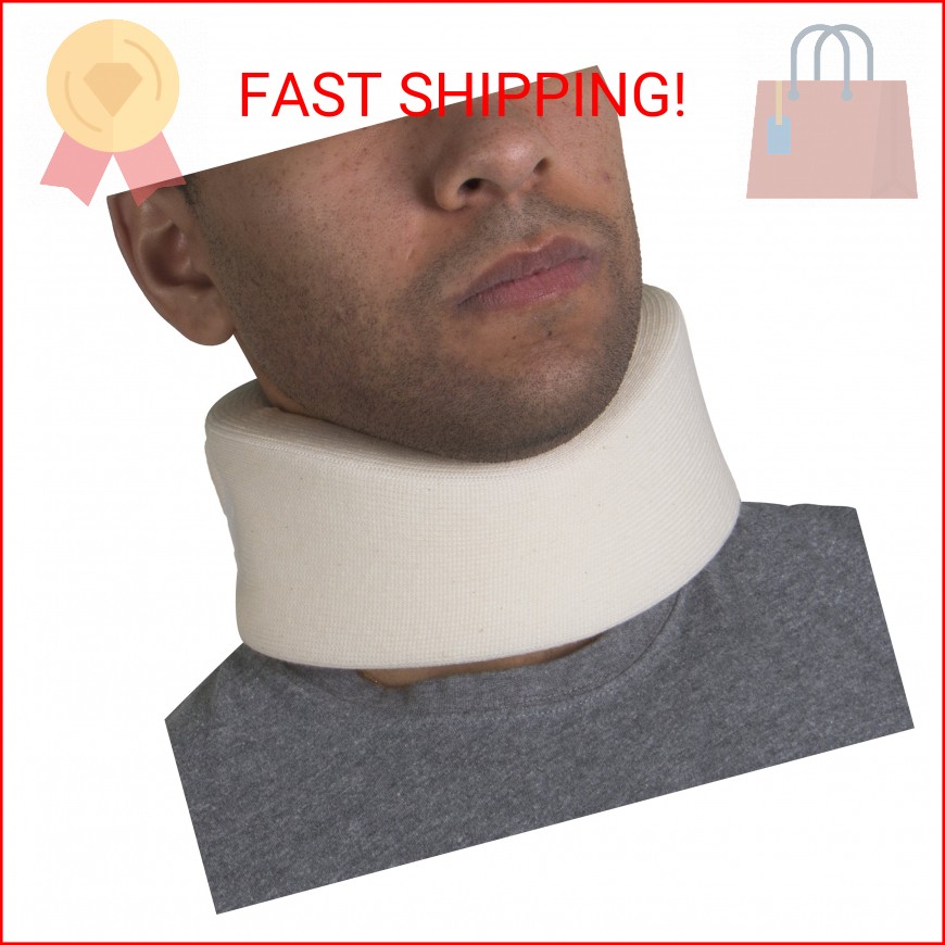 OTC Cervical Collar, Soft Contour Foam, Neck Support Brace, White Narrow 2.5″ De