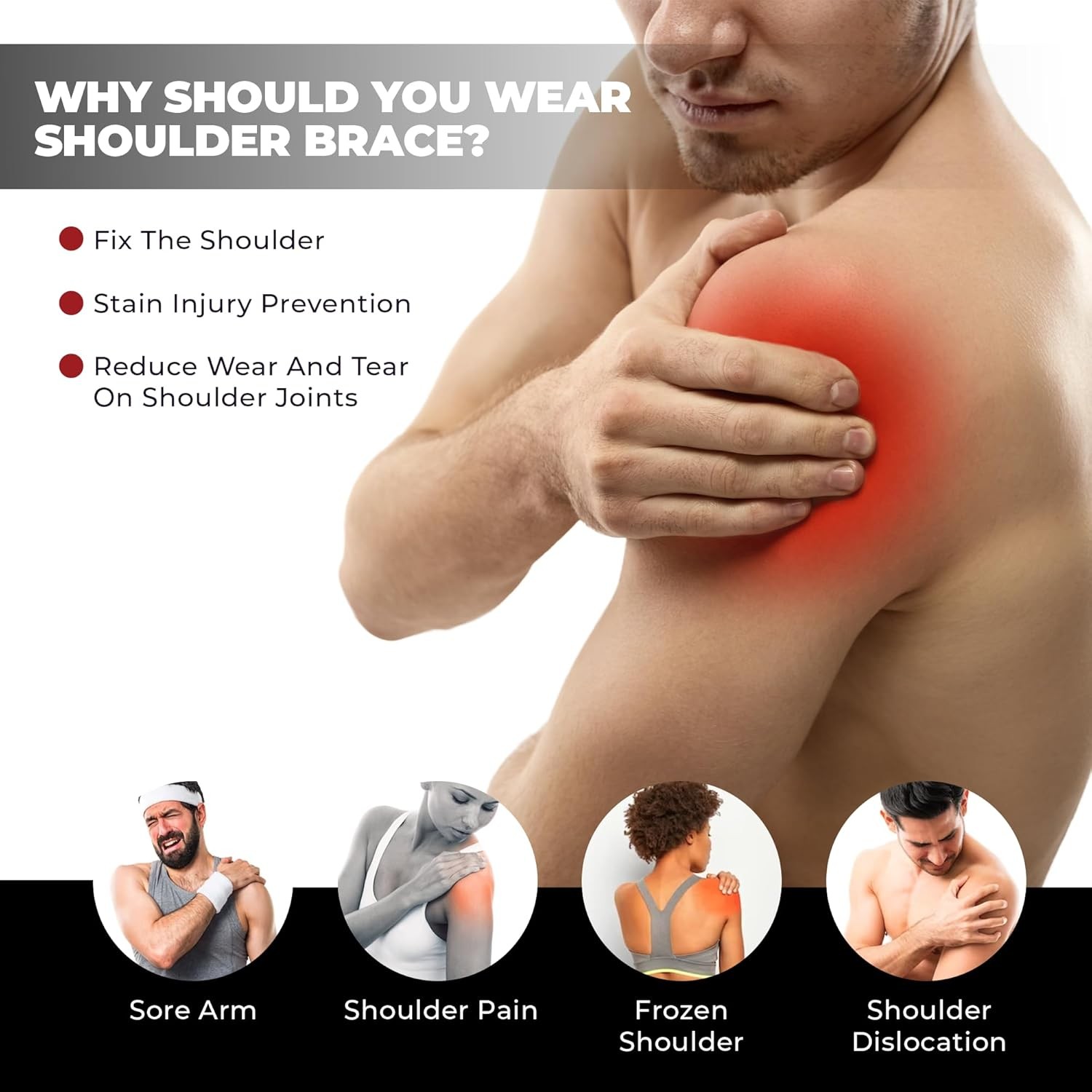 Shoulder Compression Sleeve Brace Support-Torn Rotator Cuff AC Joint Pain Relief