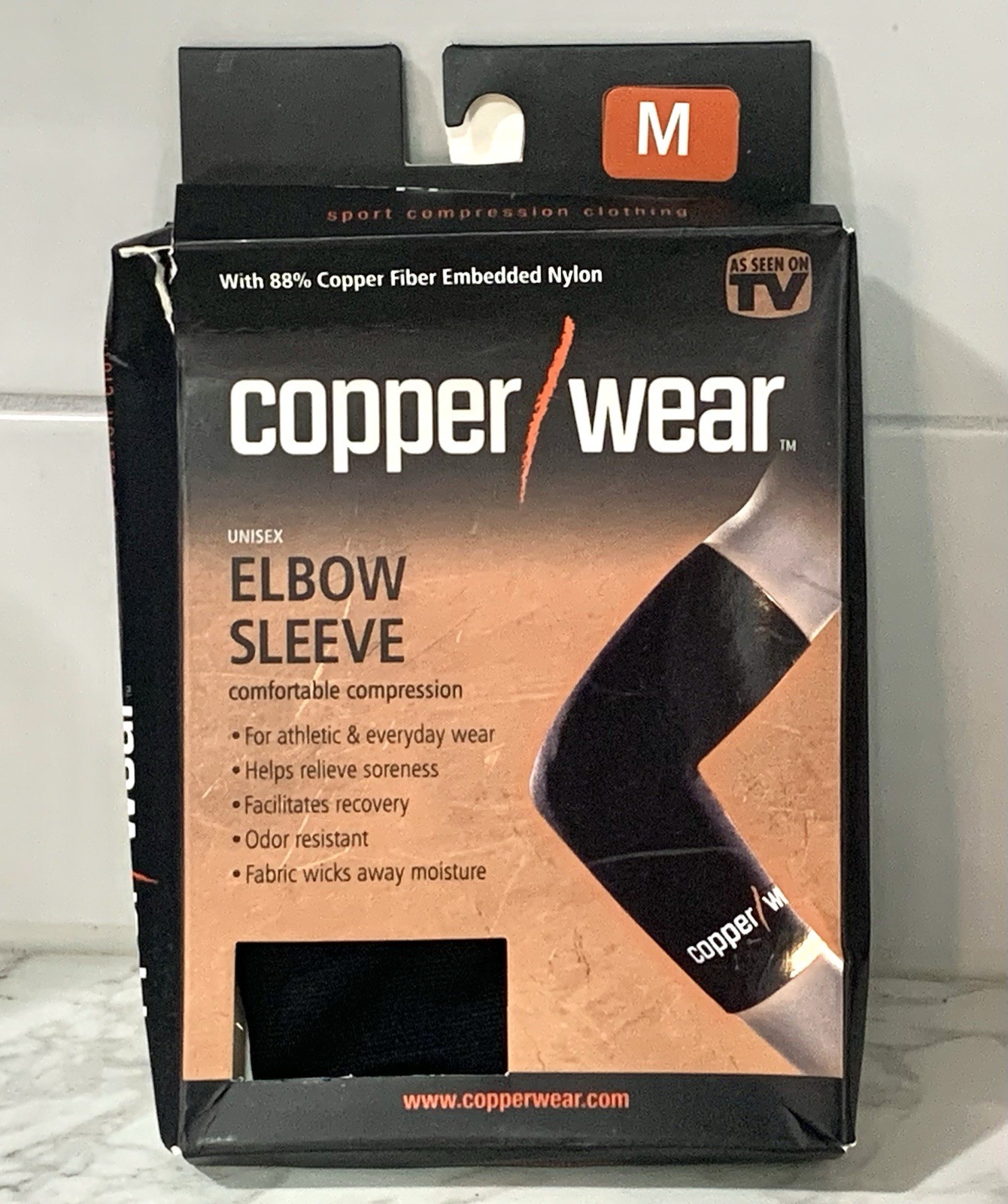 Copper Wear Unisex M Compression Elbow Sleeve Large 88% Copper Nylon 12% Spandex