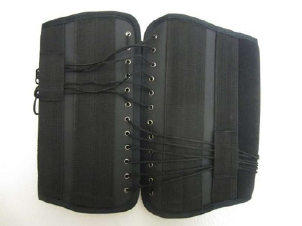 Family Wellness Latex Free Back Support, Dual Adjustable, Black, fitting waist 2