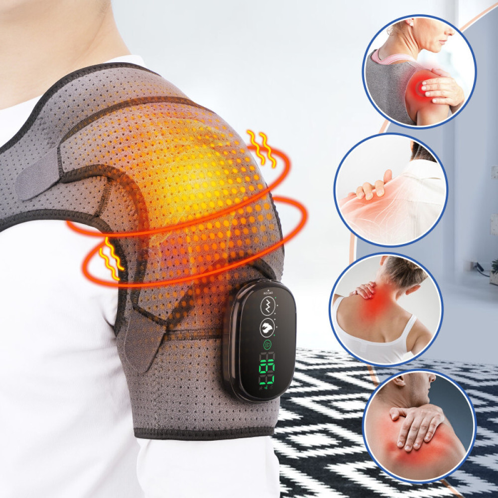 Electric Massage Shoulder Pad With Digital Display Controller Heating& Vibration