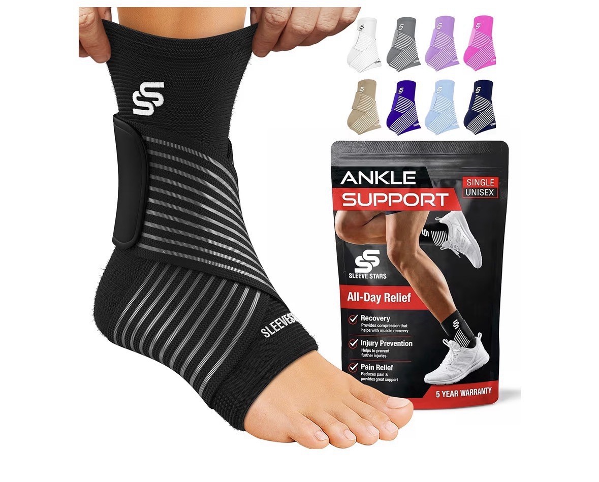 Small- UNISEX Sleeve Stars Ankle Brace Ankle Wrap for Sprained Ankle, Compressio