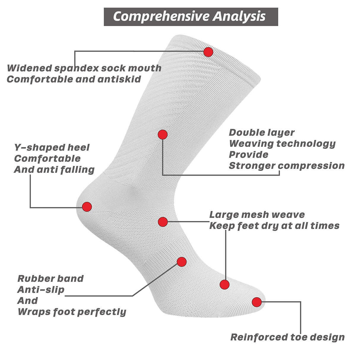 4 Pairs of Men and Women’s Compression Sports Socks for Running, Cycling, Climbi