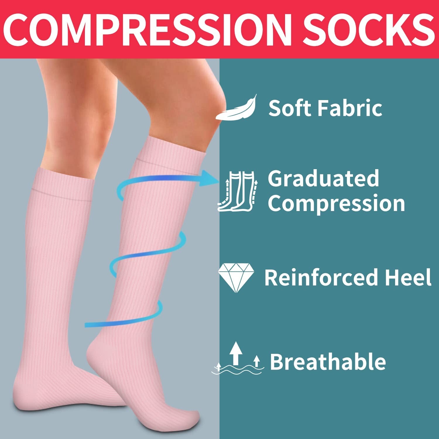Laite Hebe 4 Pairs-Compression Socks for Women&Men Circulation-Best Support f…