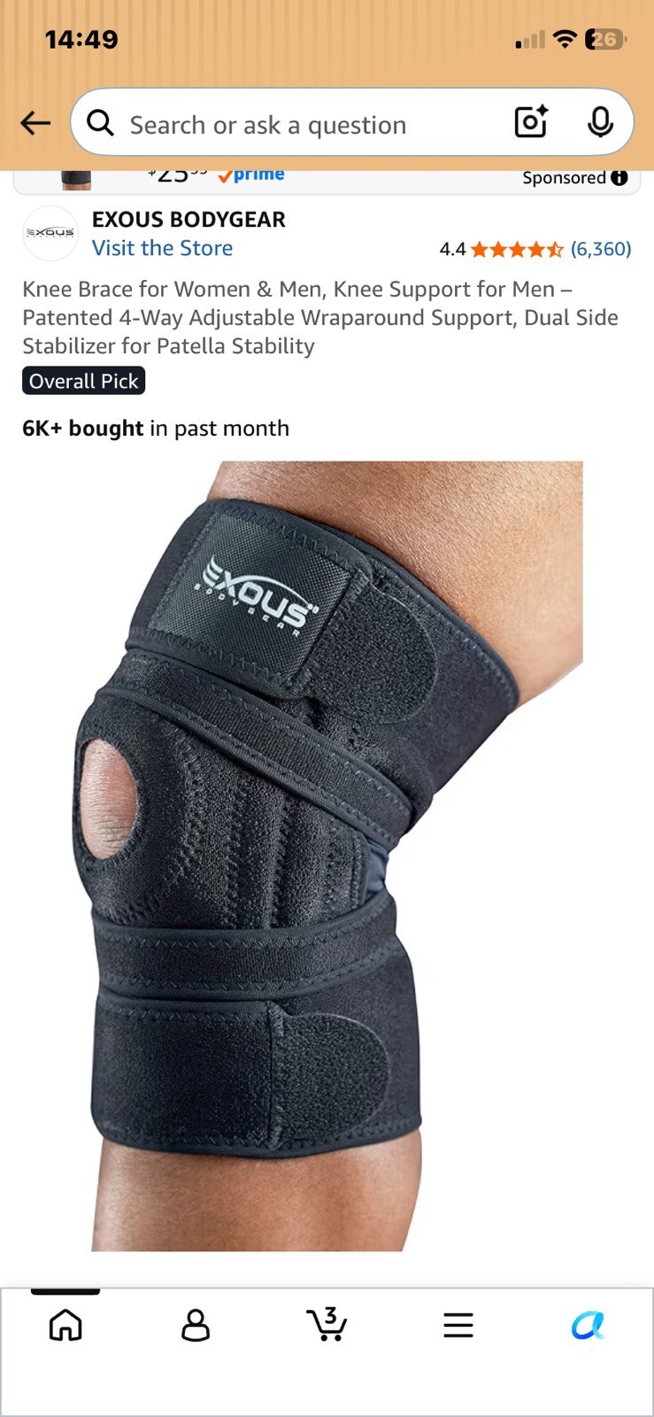 EXOUS EX-701 Adjustable Knee Brace Black One Size