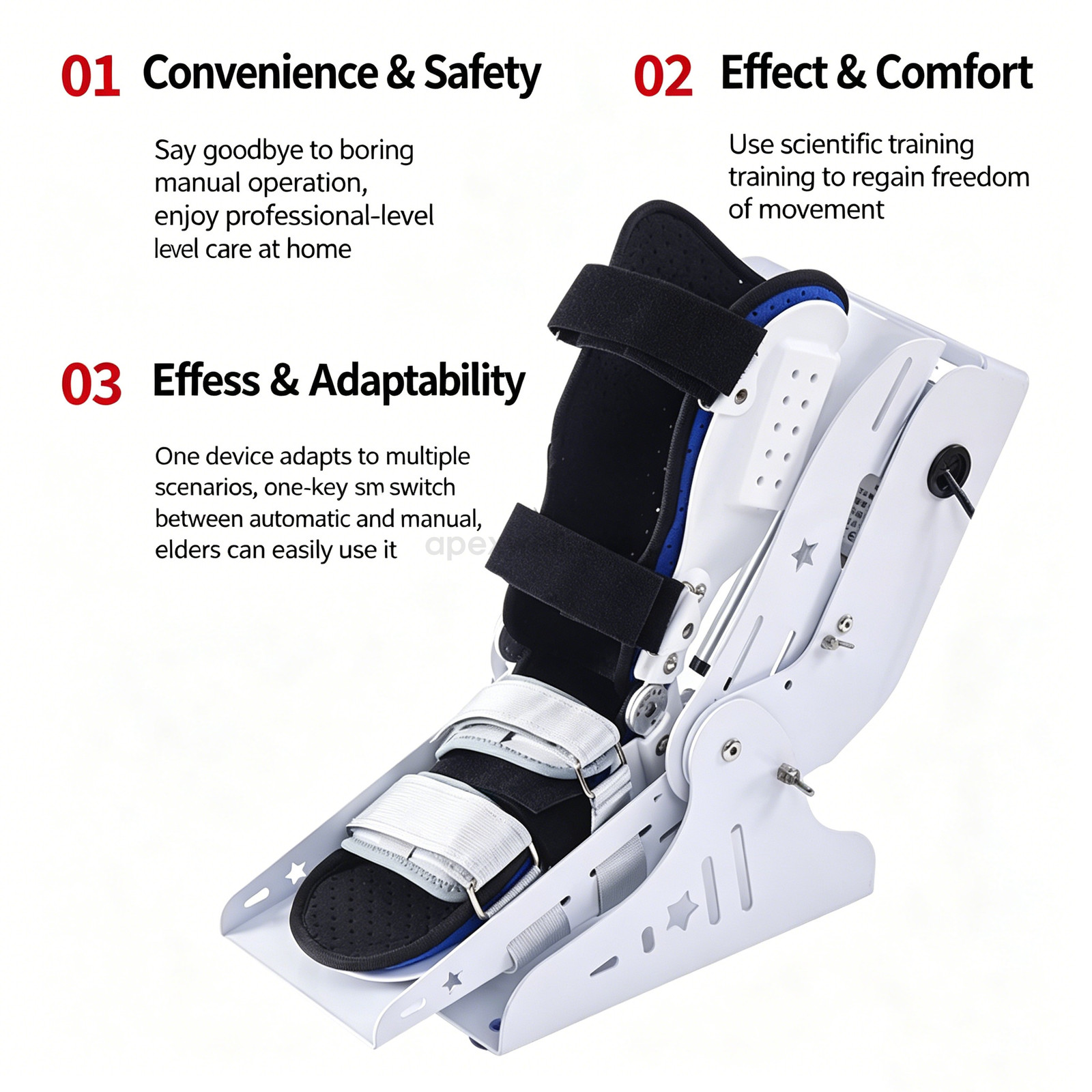 Electric Ankle Mobility Training Device Remote Control Dual Mode Adjustable