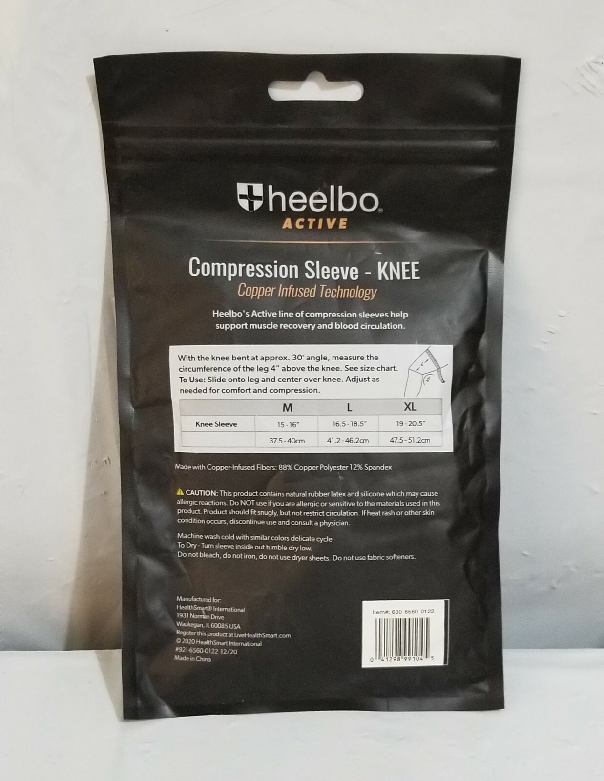 Heelbo Knee Compression Sleeve with Copper Infused Fibers Size M
