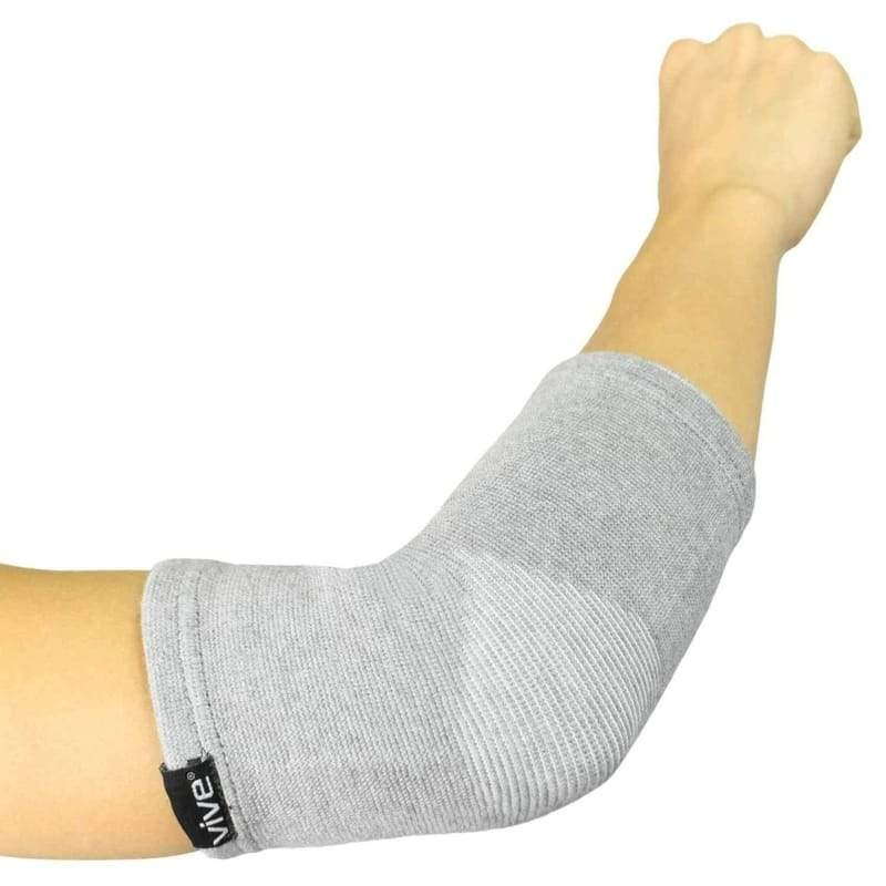 VIVE Elbow Sleeve (Pair) – Bamboo Charcoal Compression Support Brace (Gray) Smal