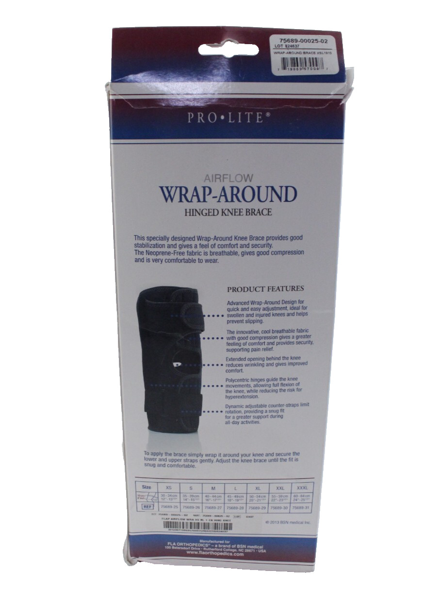 FLA Airflow Wrap Around Hinged Knee Brace (Black) – X-Small