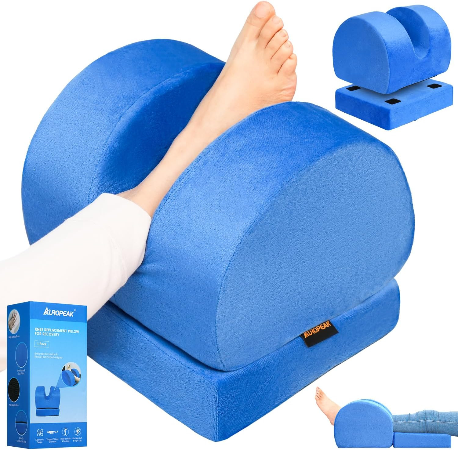 AUROPEAK Knee Replacement Pillow with Adjustable Height, Knee Surgery Recovery E