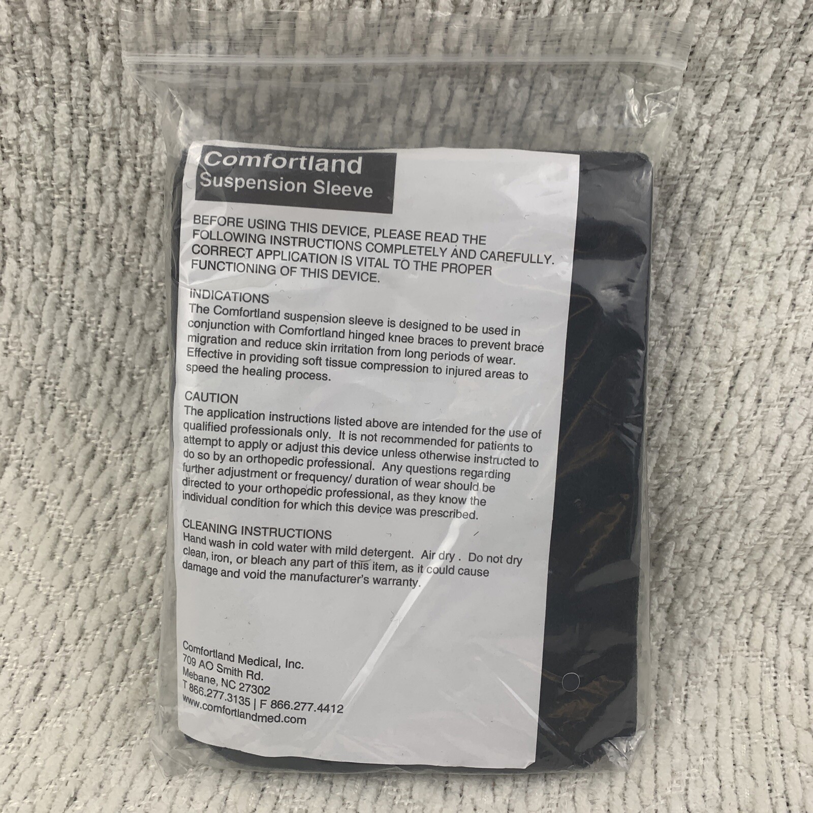 NEW Comfortland CK-007 Knee Brace Suspension Sleeve L2397 Black Comfort Land