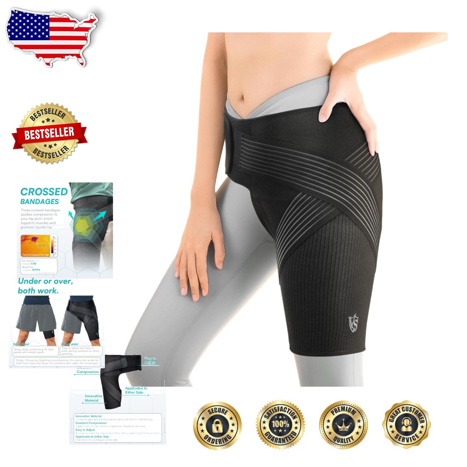 Vital Salveo Hip Brace Medium – -Dynamic Graphene PBM Recovery Support