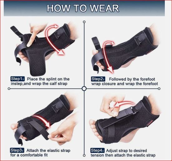 Plantar Fasciitis Night Splint Adjustable Foot Drop Ankle Brace Support Toe Pain