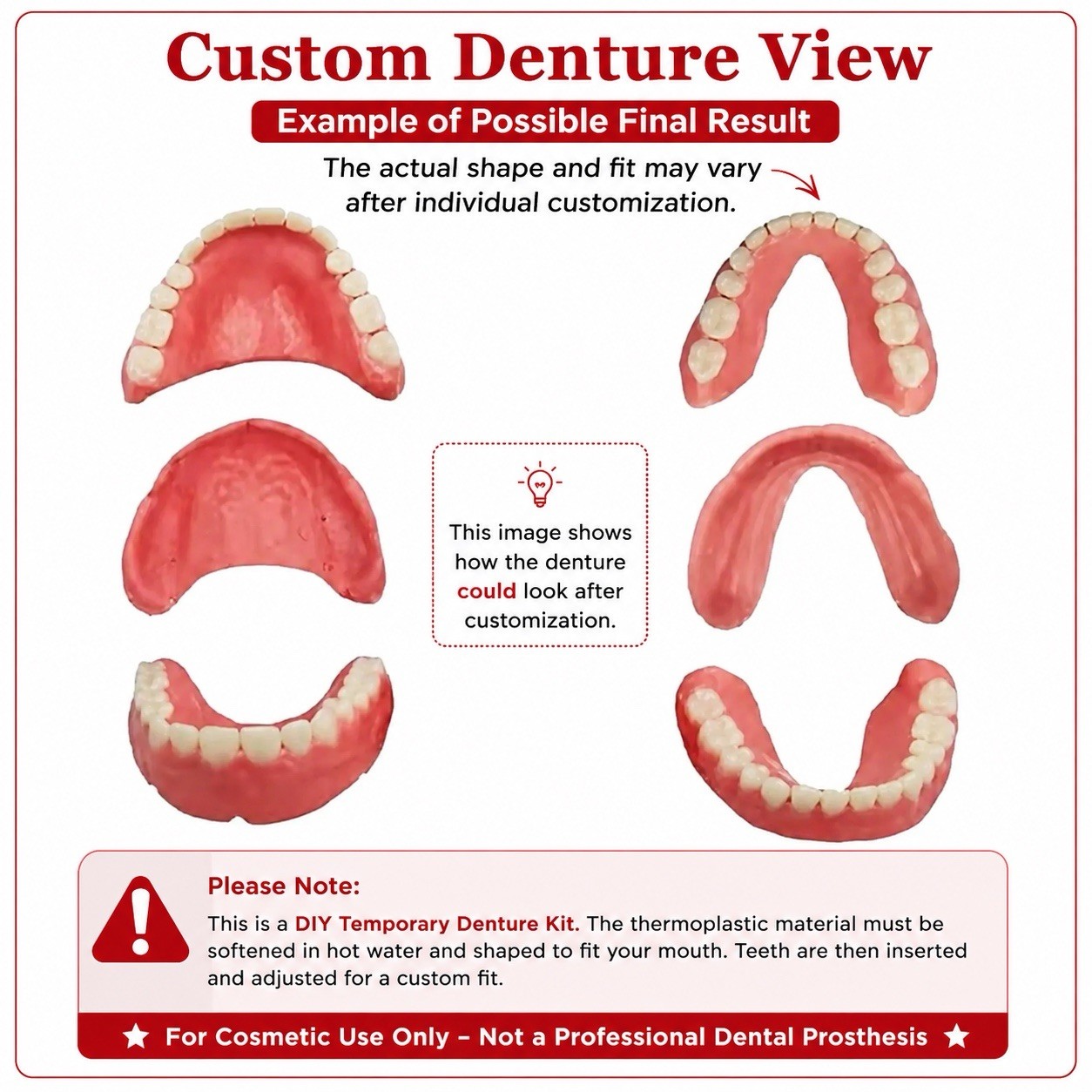 Custom-Fit DIY Denture for S/M Upper