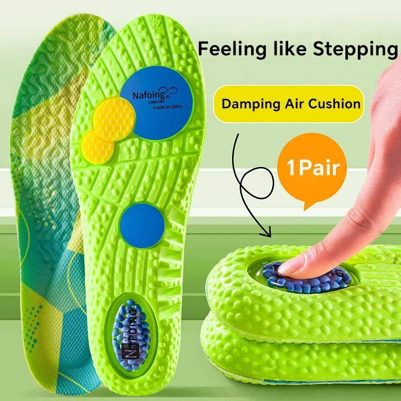 1pair 4D Orthopedic Sport Insoles Soft Breathable High-elasticity Shock Absorpti