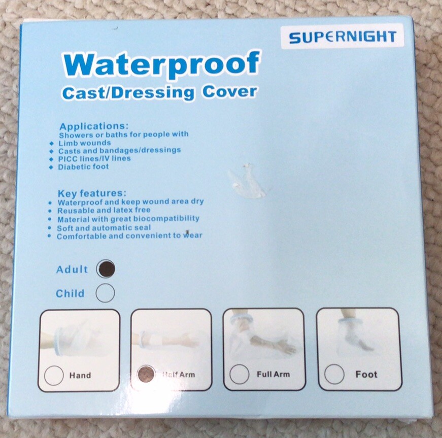 NEW Adult Waterproof Cast Dressing Cover Wide Half Arm