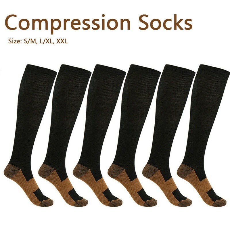 3 Pairs Copper Compression Socks 20-30mmHg Energy Support Recover Fit Knee High