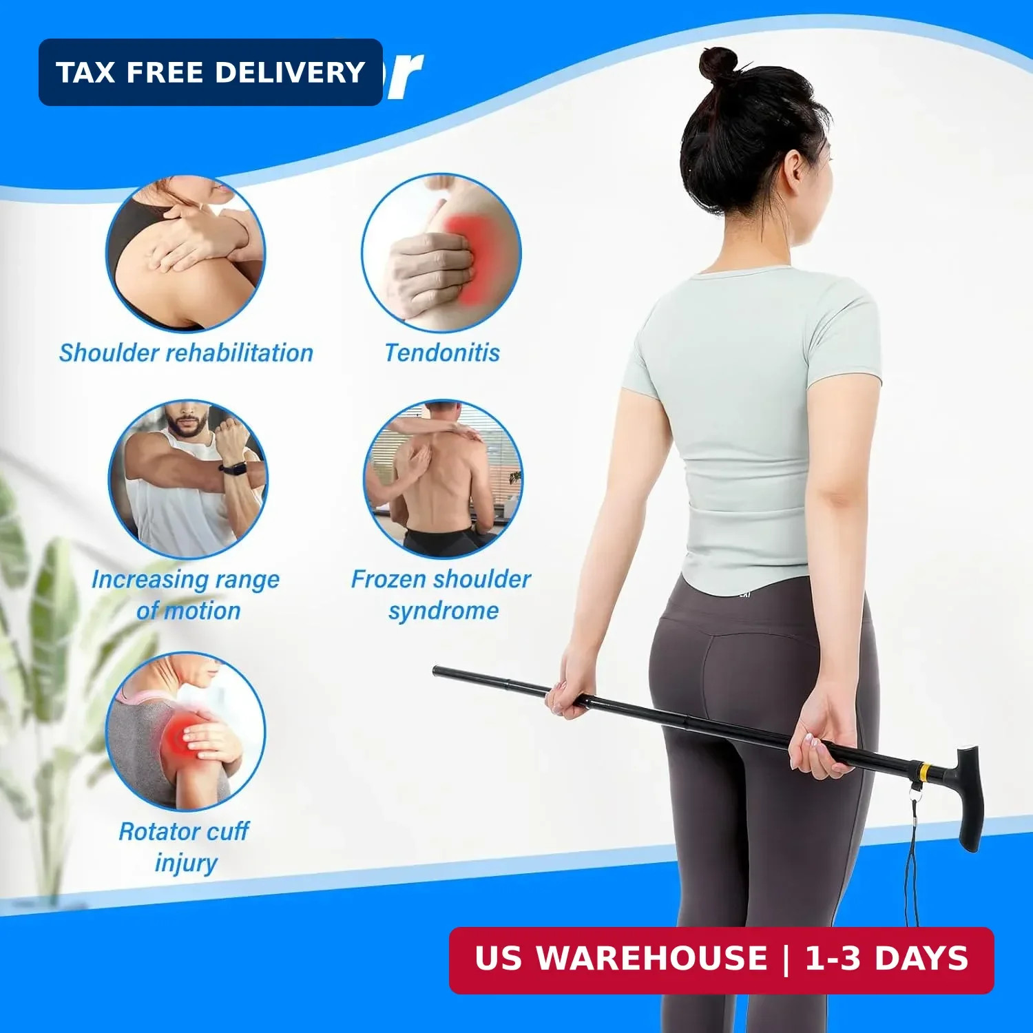 Foldable Shoulder Wand for Physical Therapy & Rotator Cuff Rehab – Lightweight,