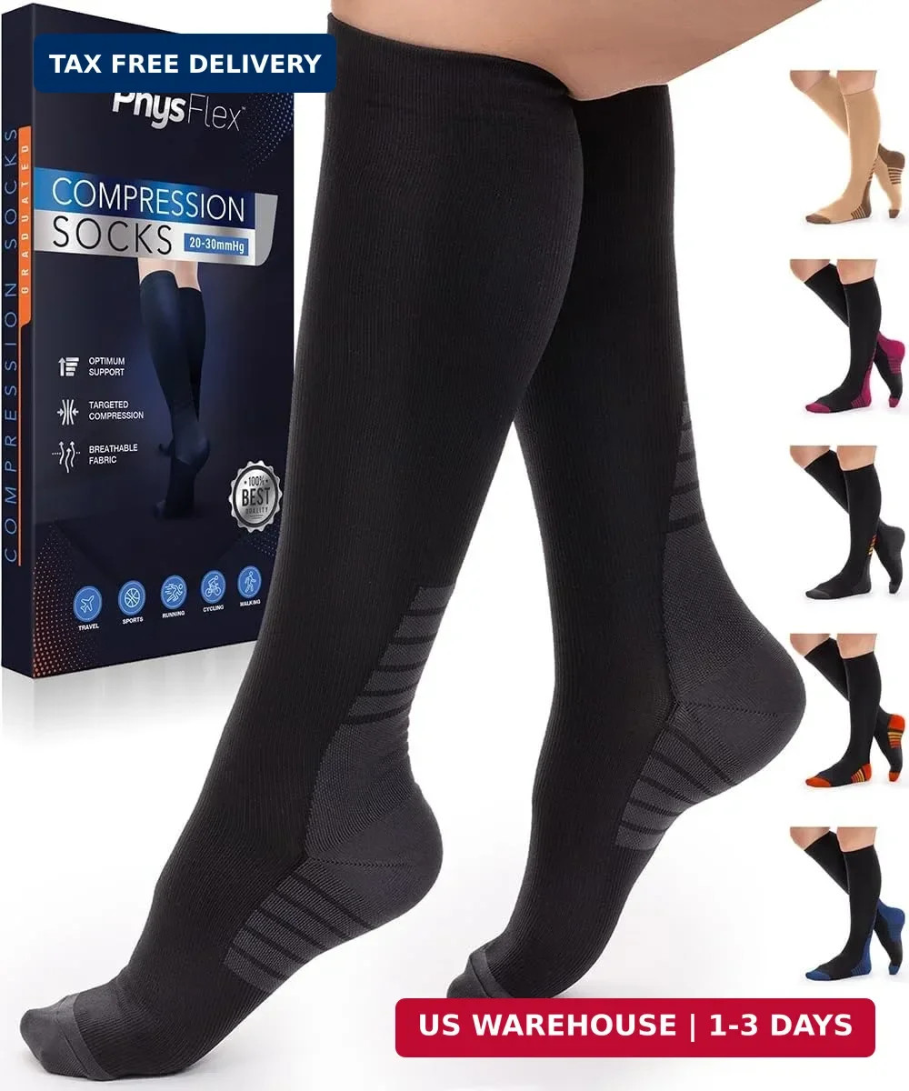 Compression Socks for Women & Men 20-30 mmHg – Circulation Support for Nurses, T