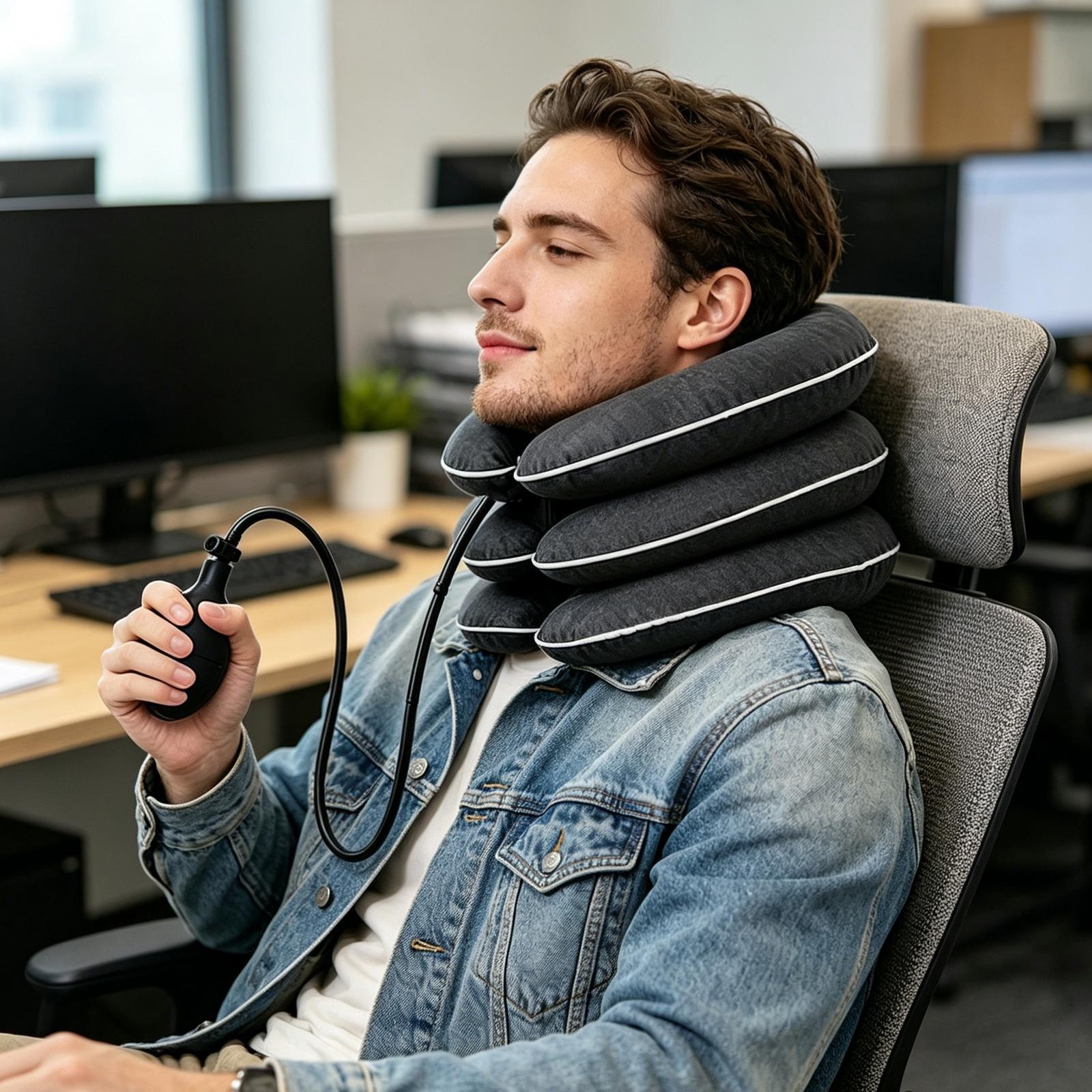 Adjustable Air Inflatable Cervical Collar Neck Brace Support Traction Device