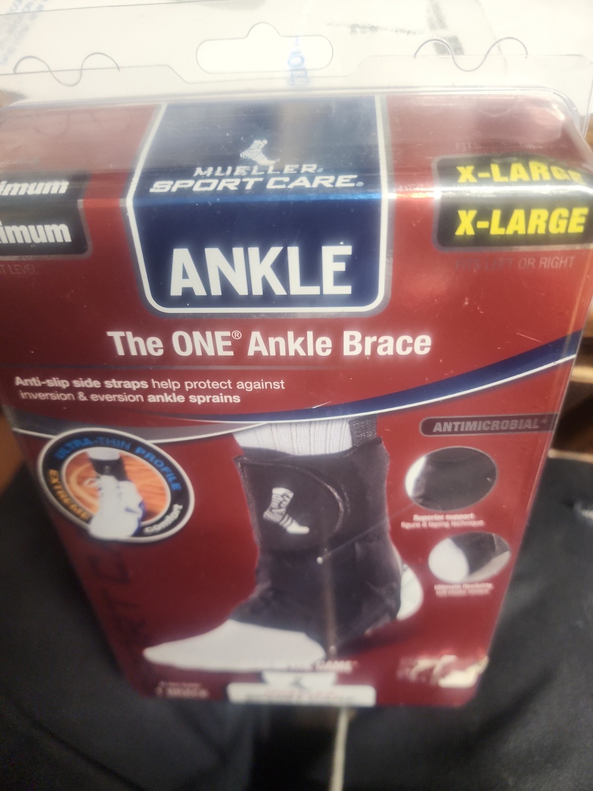 Mueller The One Ankle Brace X LARGE Maximum SUPPORT BLACK Anti Slip Stra