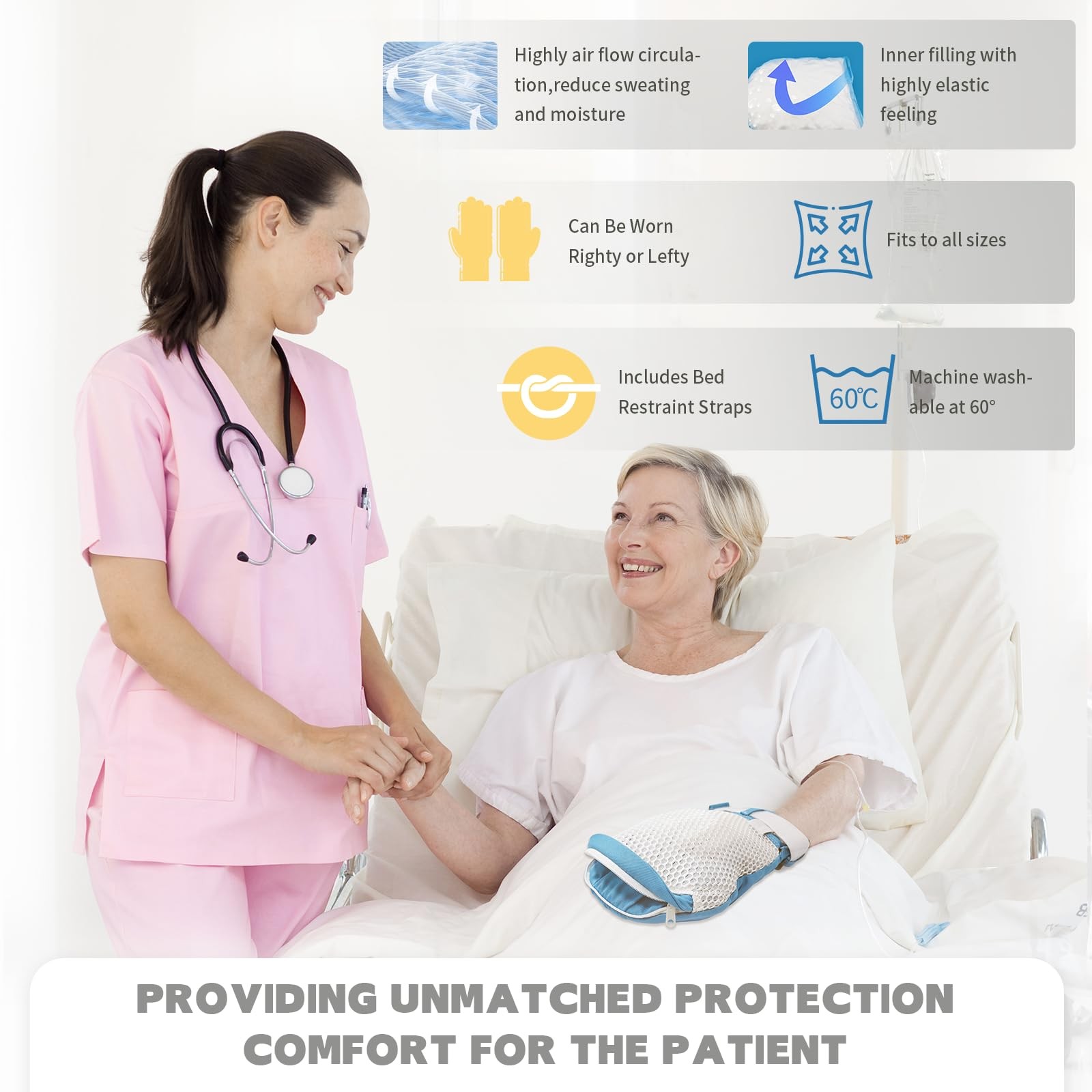 Restraint Gloves for Dementia Patient, Assistance Glove with Zipper Opening F…