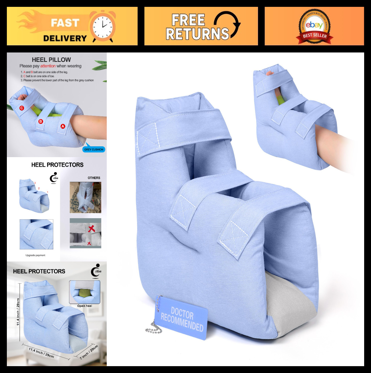 Adjustable Heel Protector Cushion – Pressure Relief Boot for Elderly & Surgery R